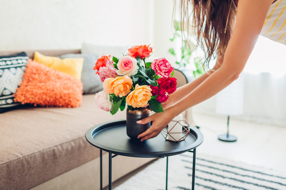 Place surprise bouquet in room