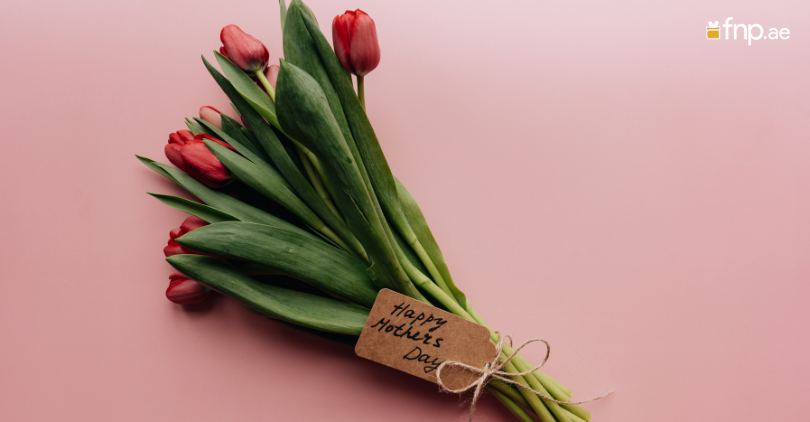 Red Tulip Flower Bouquet with Happy Mother's Day Wish