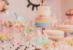 Cakes and Cupcakes on decorated table