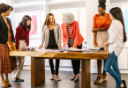 A group of professional women having conversation
