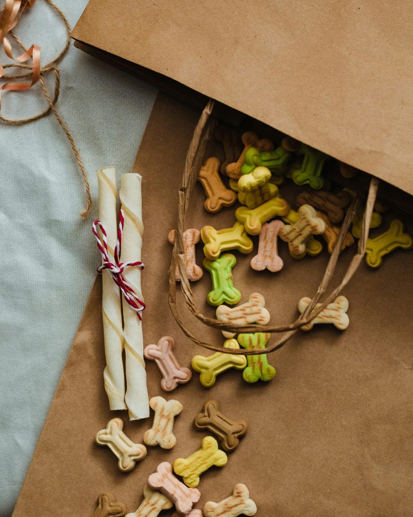 Different types of dog treats hamper