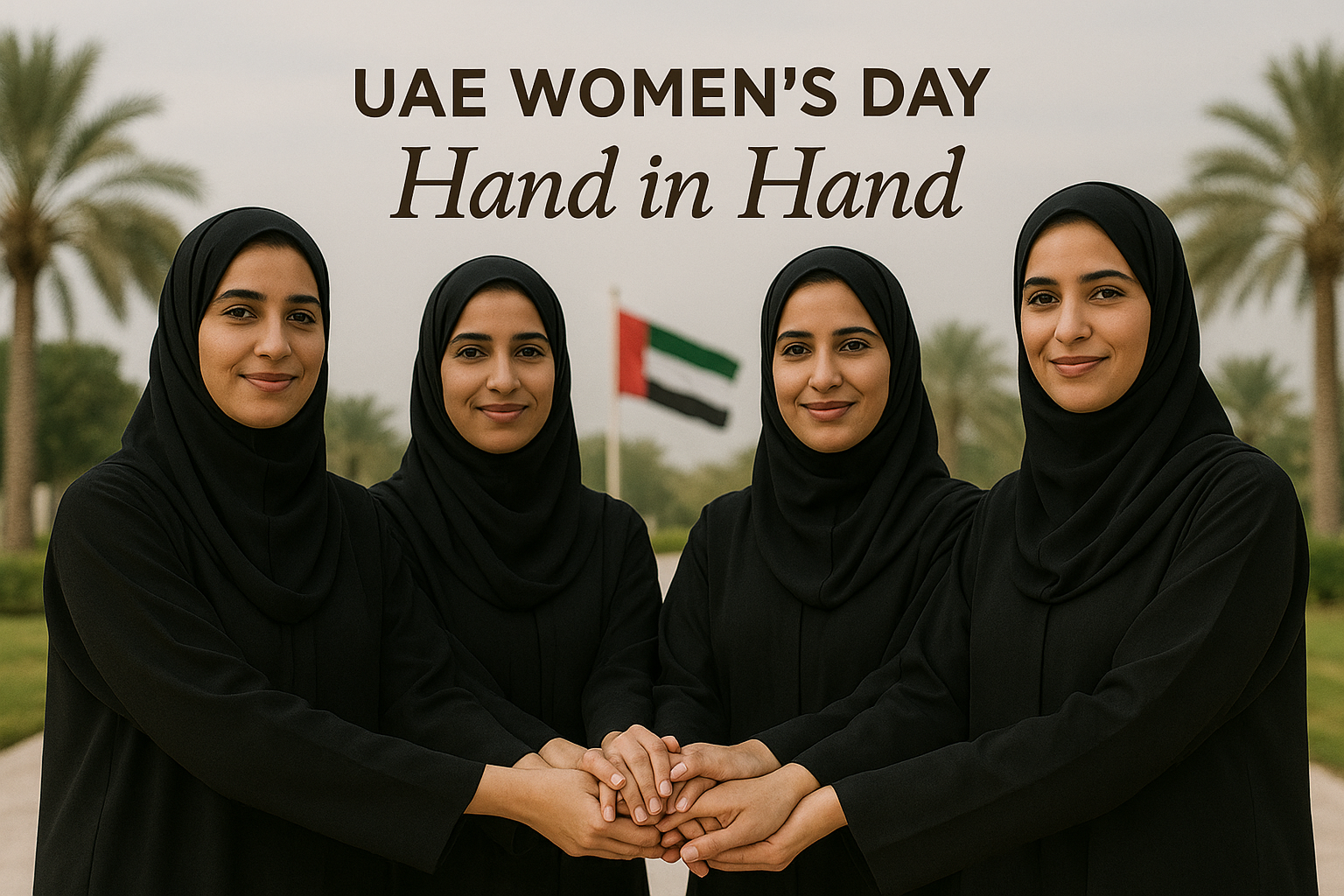 Emirati women joining hands with each other