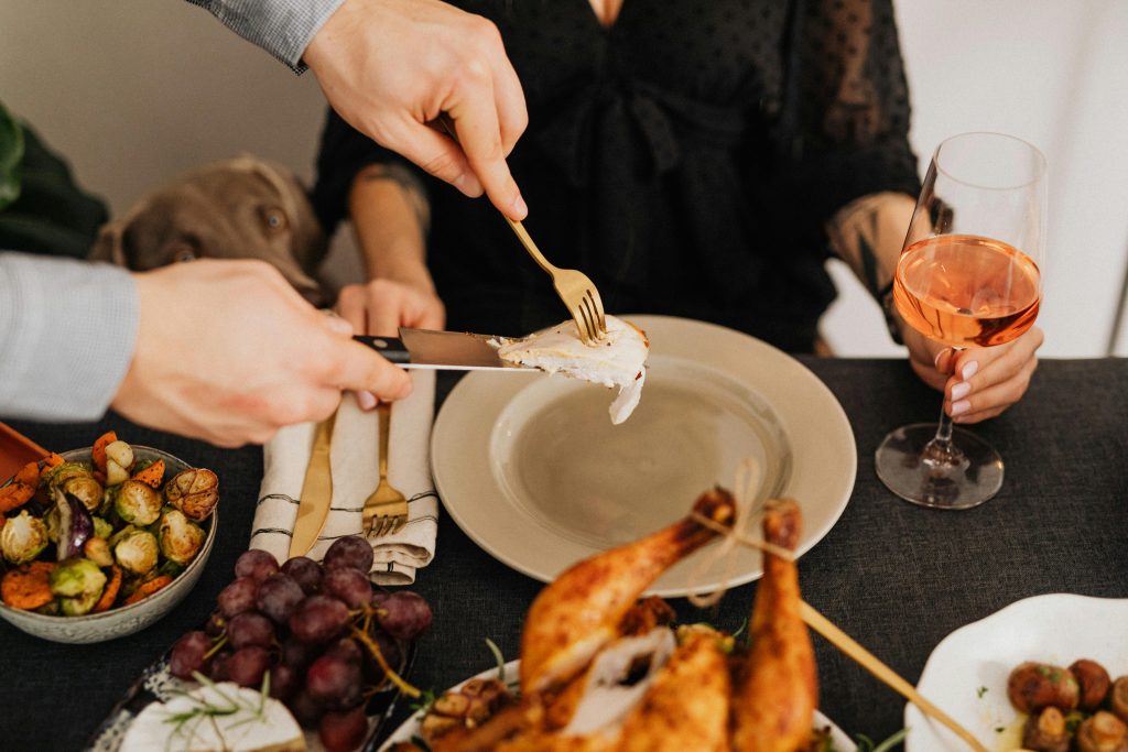 people enjoying different types of food