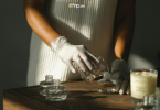 Person making and blending perfume