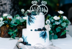 White wedding cake with Beautiful Topper