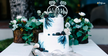 White wedding cake with Beautiful Topper