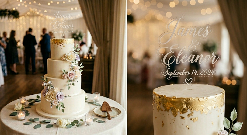 Cake topper with Couple name and Marriage Date