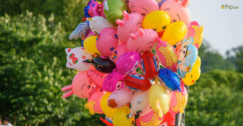 Different size and shape balloons for kids birthday party