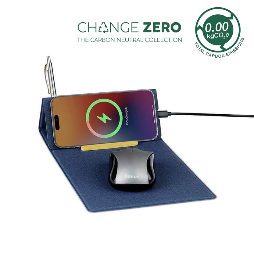 Recycled PU 15W Wireless Mousepad & Desk Organizer