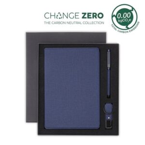 Sustainable Gift Set with Refillable Notebook, Pen & USB Keychain - Navy