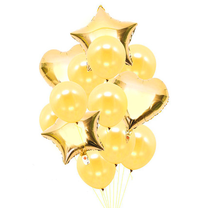 Heart n Star Shaped Golden Balloons