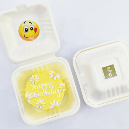 Yellow colour Happy Birthday Bento Cake