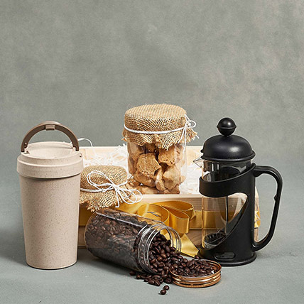 Coffee beans and tumbler and other gifts