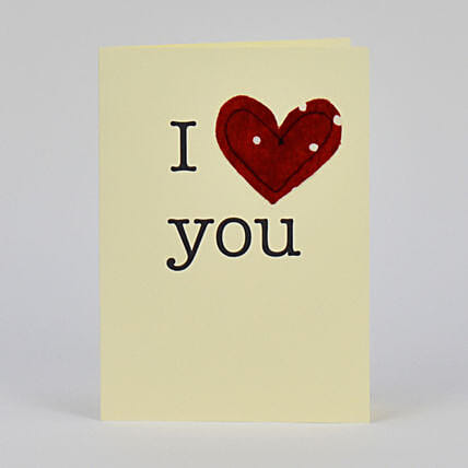 Love You Red Heart Handmade Greeting Card: