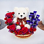Hamper of chocolates and teddy bear choclates gifts