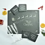 Sleighin Santa Slate Board Set With Glasses