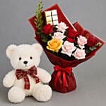 Classic Blooms and Chocolates with Teddy bear