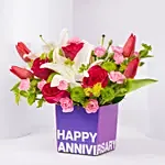 Glass Vase with Roses and Tulip