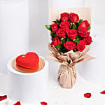 Love Expression Valentine 12 Roses And Cake