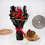 Fudge Cake For Birthday With Flowers
