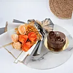 Chocolate Fudge cake and Roses Bundle