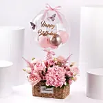 Birthday Flower Basket With Balloon