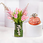 Mama Flower Arrangement And Chocolate Cake Combo