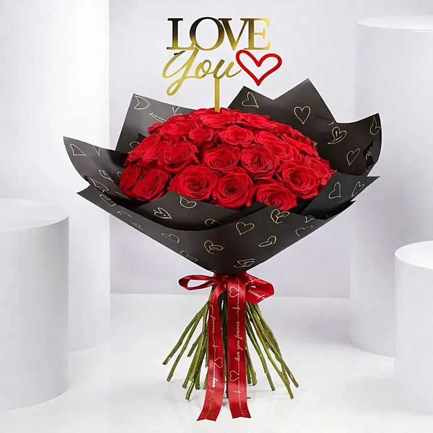 35 Red Roses Romantic Valentine Bouquet: Send Flowers to Bahrain