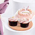 Purple Tulips And Bento Cake Combo