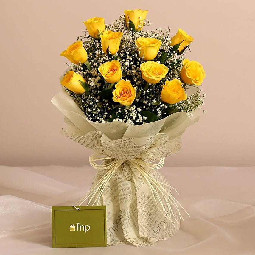 Joyful Vibes Yellow Roses Bouquet: توصيل هدايا الهند