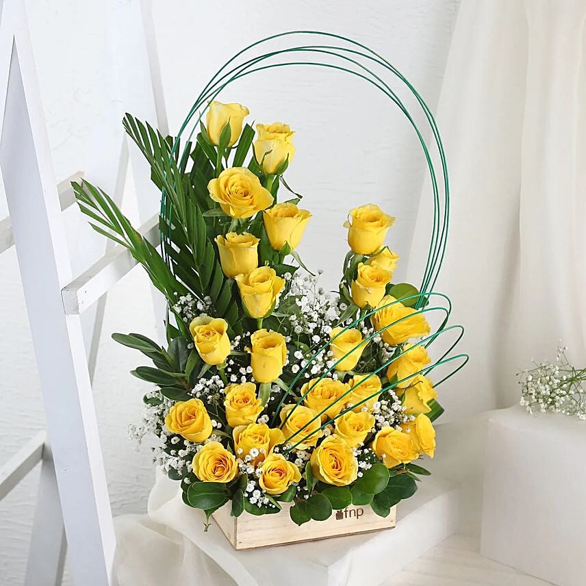 Yellow Roses Basket Arrangement: توصيل ورد في الهند
