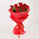 Chocolate Truffle Cake and Red Roses Bouquet