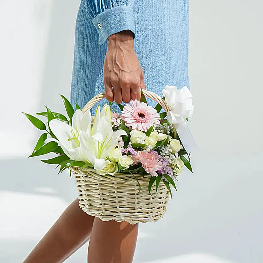 Basket Arrangement Of Gorgeous Flowers: Mothers Day Gifts in Jordan
