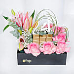 Flower N Chocolate Box Arrangement For Mom