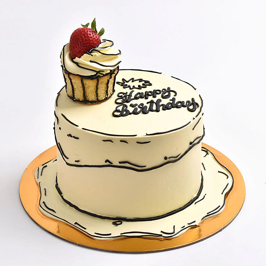 2D Cup Cake On Cake: Send Cakes to Kuwait