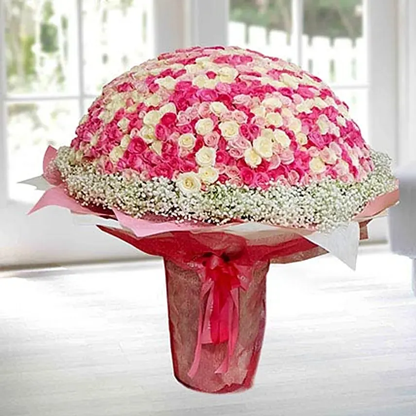 450 Roses Beautiful Arrangement: Pink Flower Bouquets