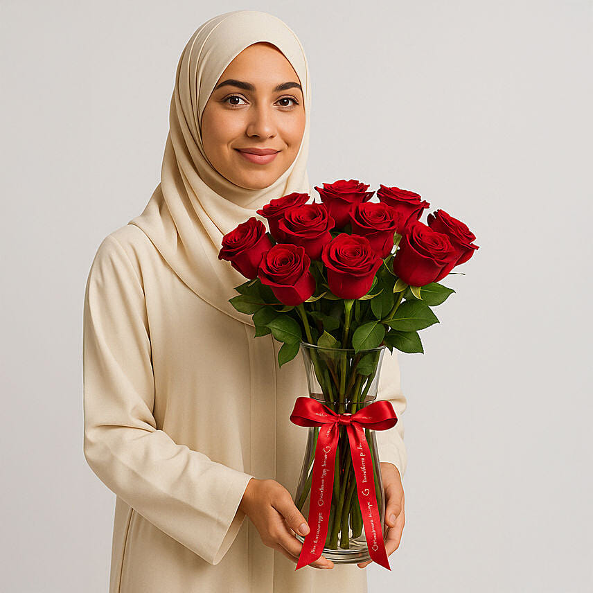 12 Roses Affection Arrangement: Red Rose Bouquets