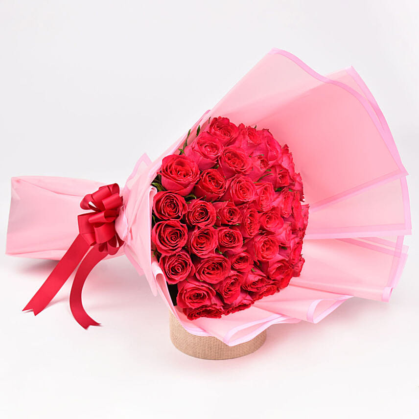 35 Dark Pink Roses Bouquet: Pink Rose Bouquets