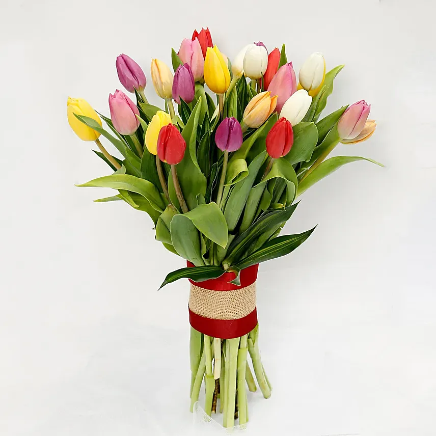 Vibrant Tulips Bunch: Tulip Flower Bouquets
