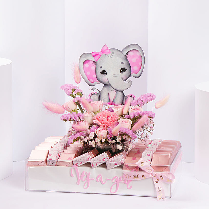 Baby Girl Chocolates Tray: Dark Chocolates
