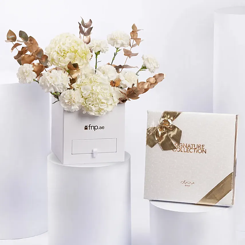 Bateel Signature Gift Set Assorted and Flower Box: Bateel Gifts
