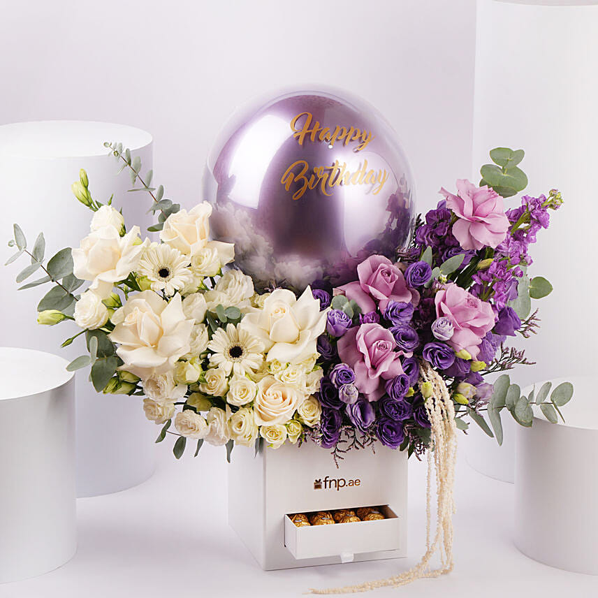 Birthday Radiance Box: Flowers and Balloons