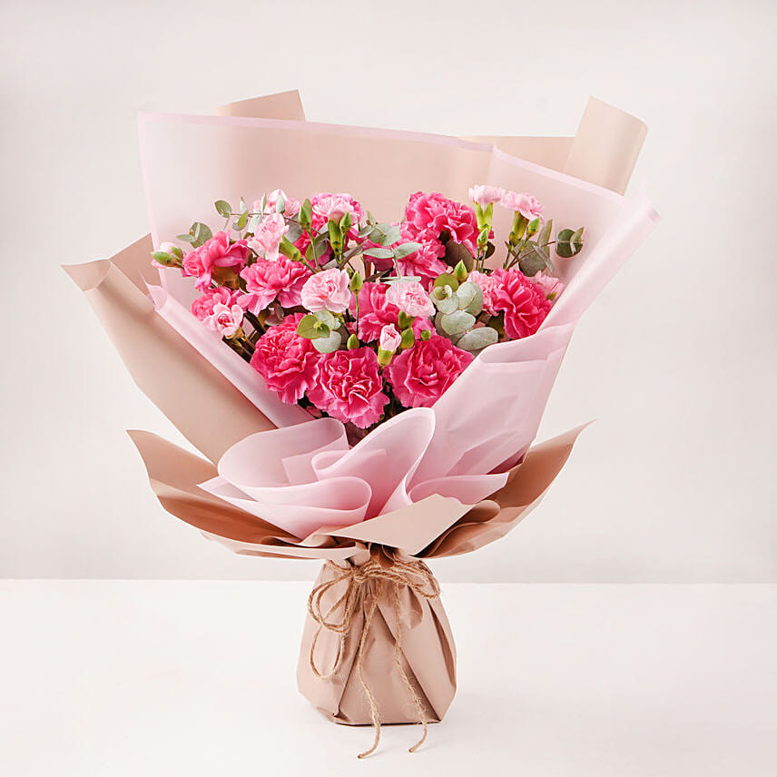 Birthday Wishes Carnations Bouquet: Daughters Day Gifts