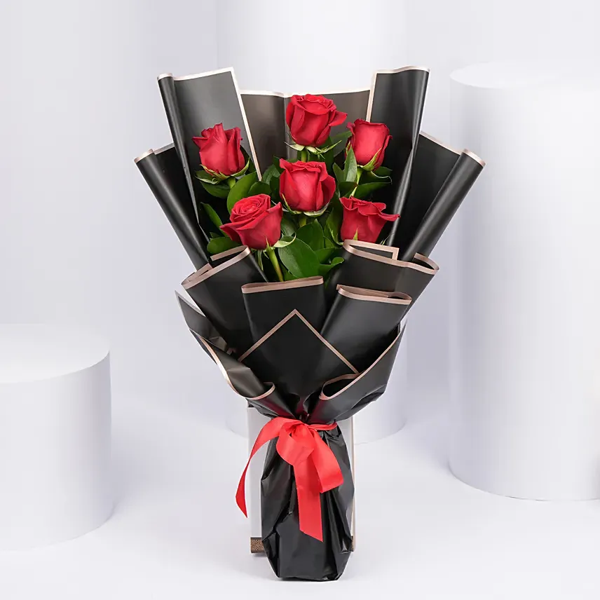 Bunch of Beautiful 6 Red Roses: Propose Day Flowers