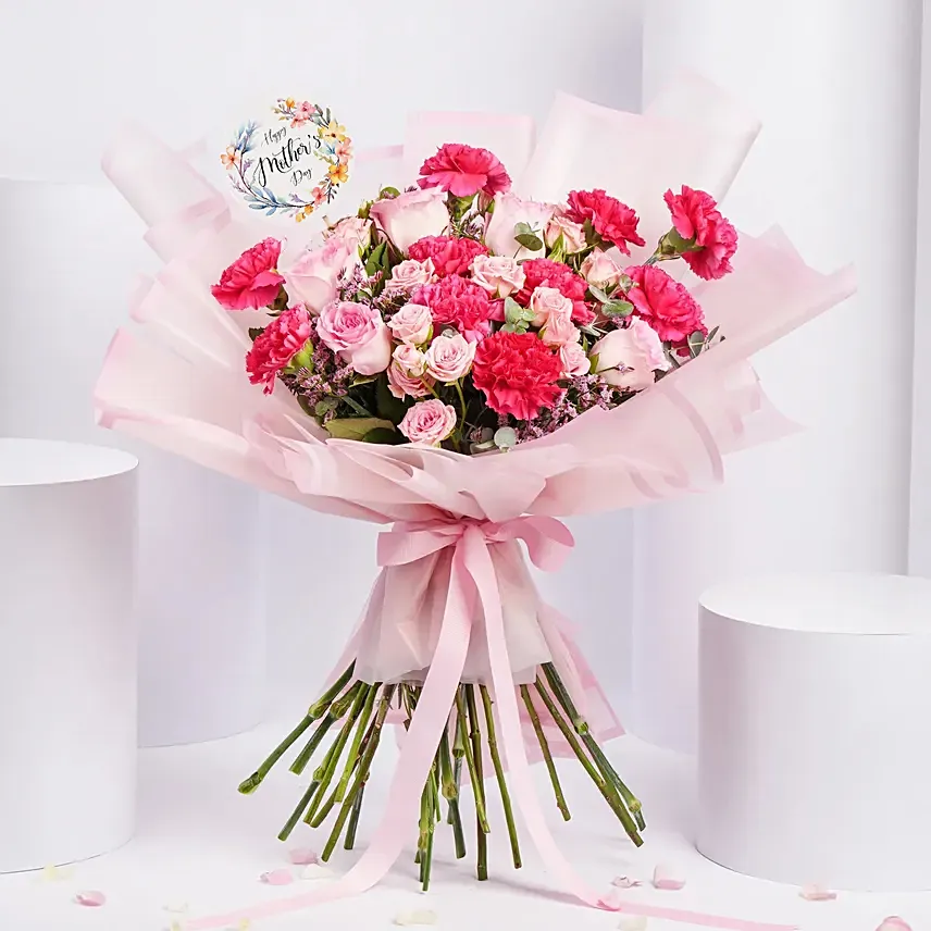 Carnations And Roses Bouquet For Mother: Mother's Day Bouquet