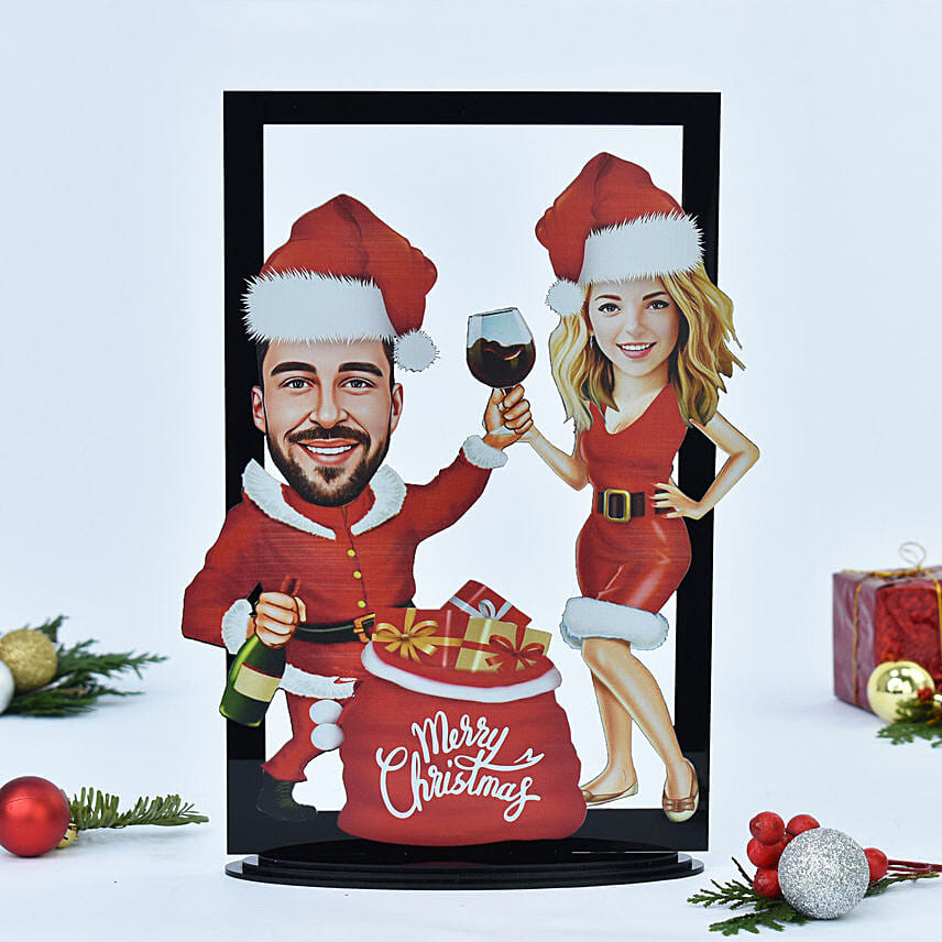 Christmas Caricature Wall Frame: Personalised Christmas Gifts