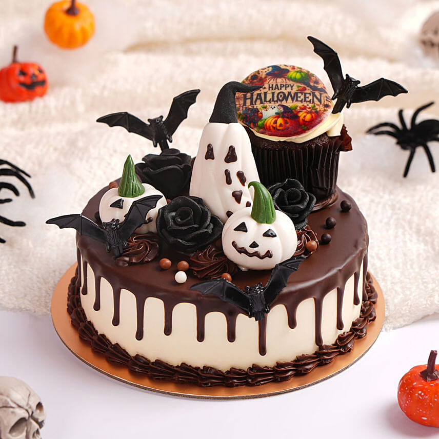 Dark Rose And Bats Drip Cake: هدايا الهالوين اونلاين 
