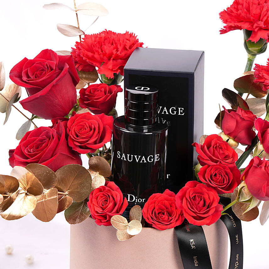 Dior Sauvage Perfume red roses gift set