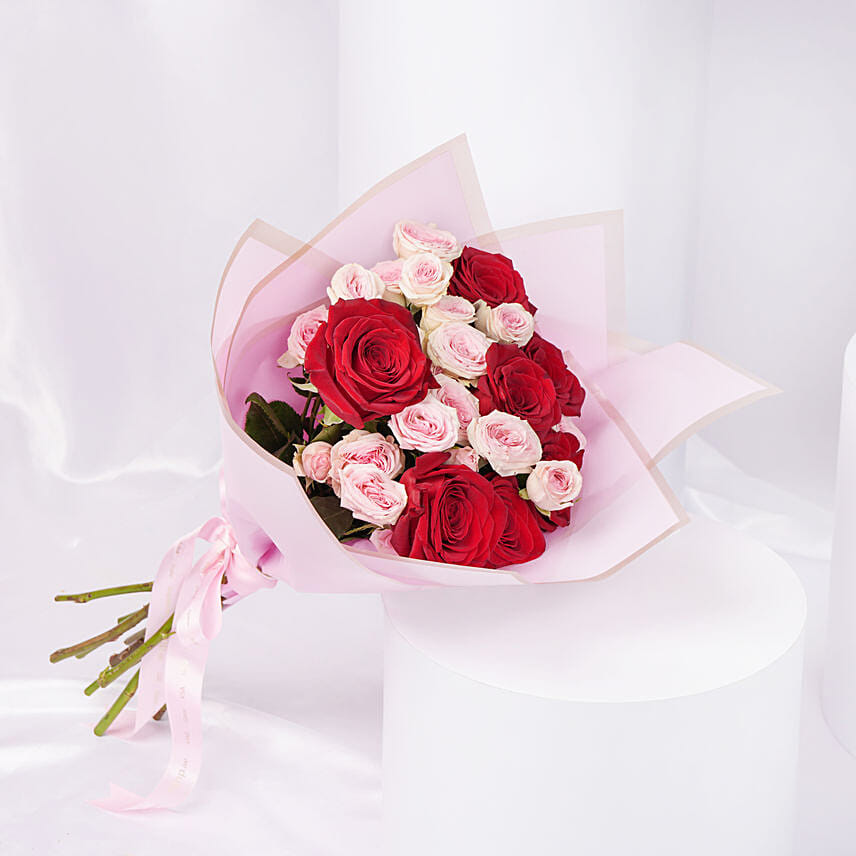 Elegant Duo Of Roses Bouquet: Valentine Flower Bouquets