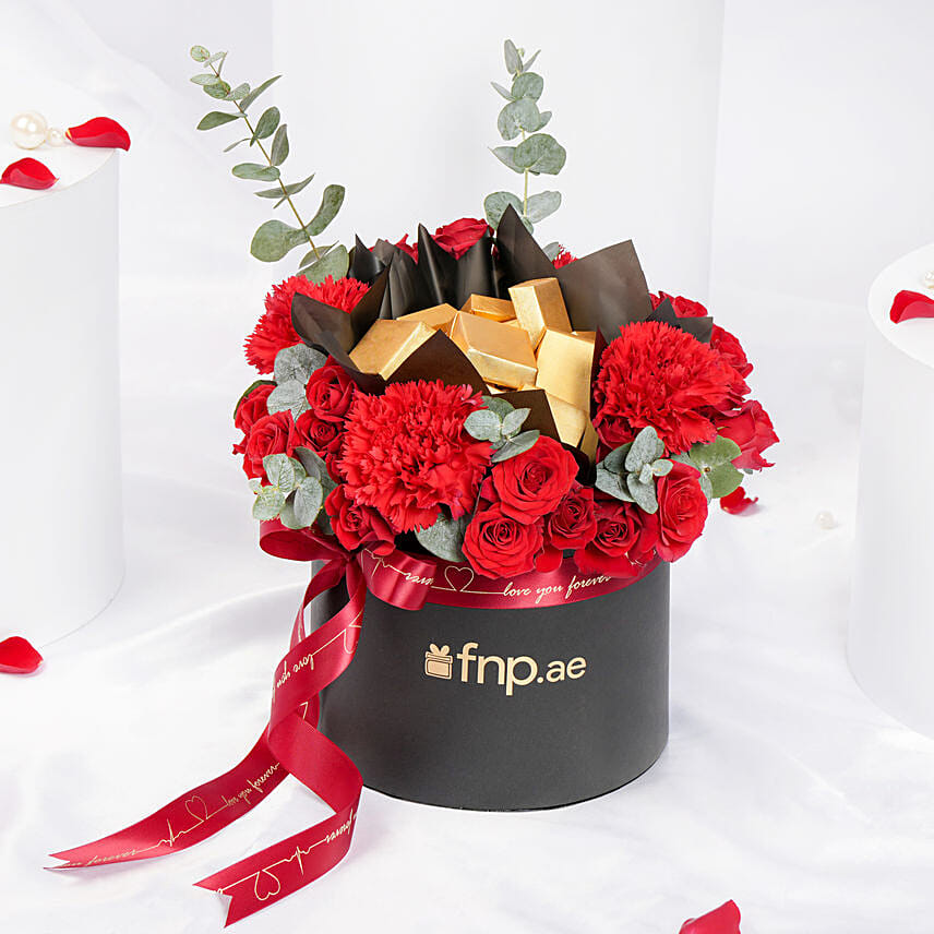 Eternal Love Basket Combo: Rose Day Flowers & Chocolates